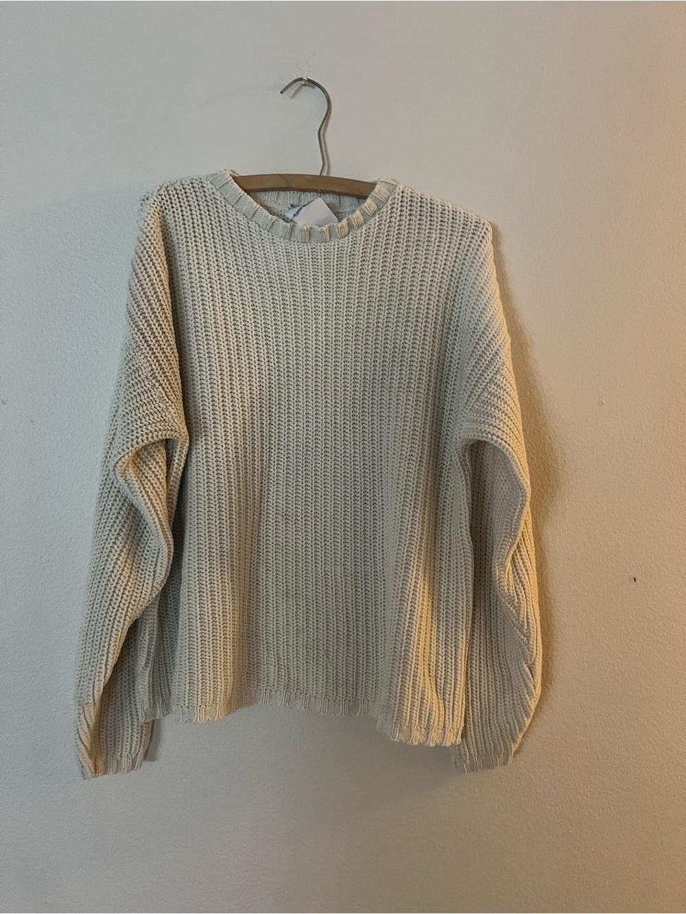 Bobbie Brooks Cream Chunky Knit Crewneck Sweater